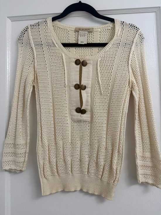 See By Chloe Sweaters - See By Chloe Cream Knit Button-Front Sweater